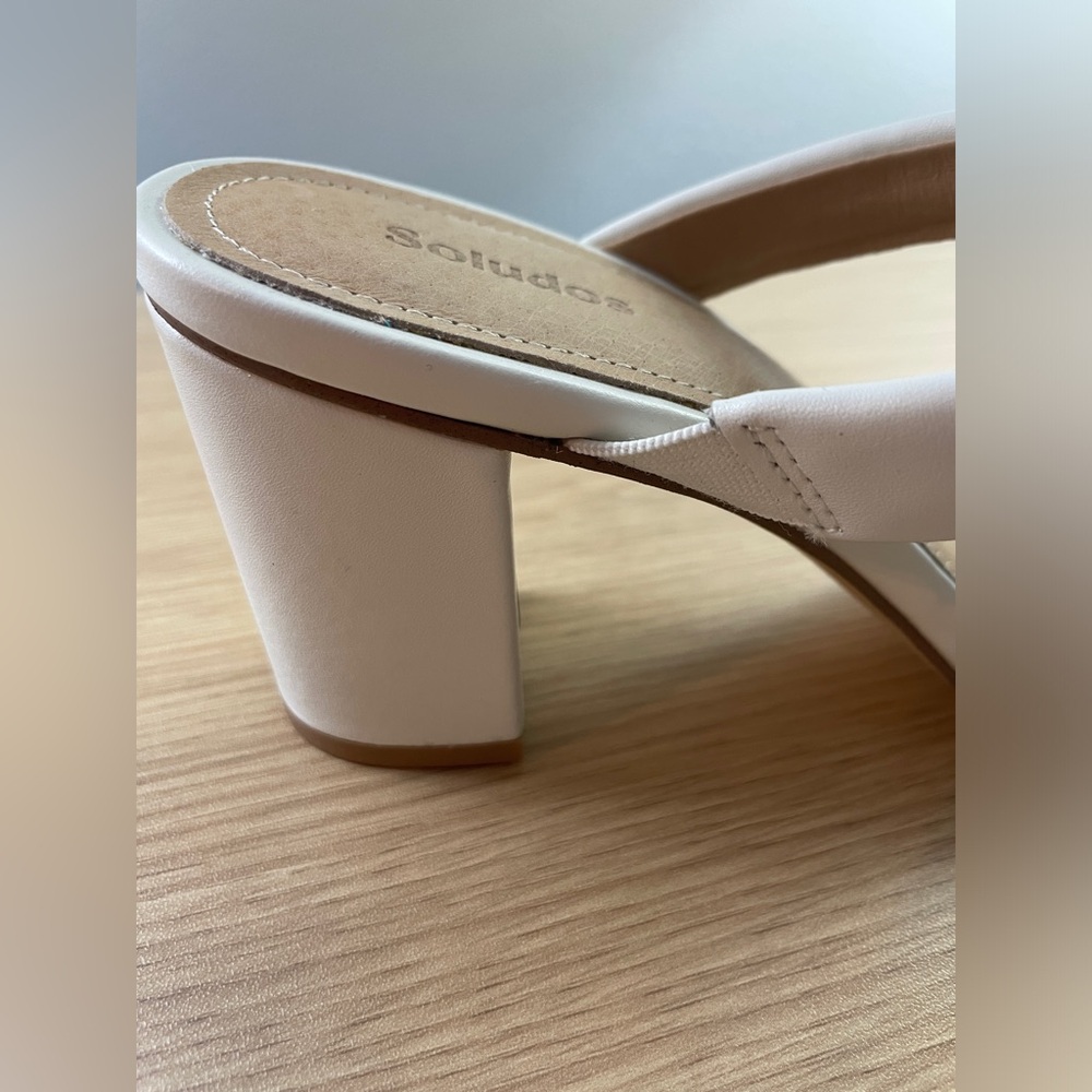 Soludos Strappy Block Heel Sandal White Leather Chunky Heels Mule Euro summer - Picture 7 of 15